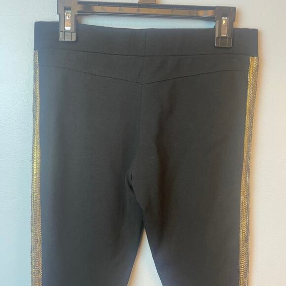 Gianni Bini GB Juniors Black Leggings with gold sequin leg stripe - Picture 3 of 5